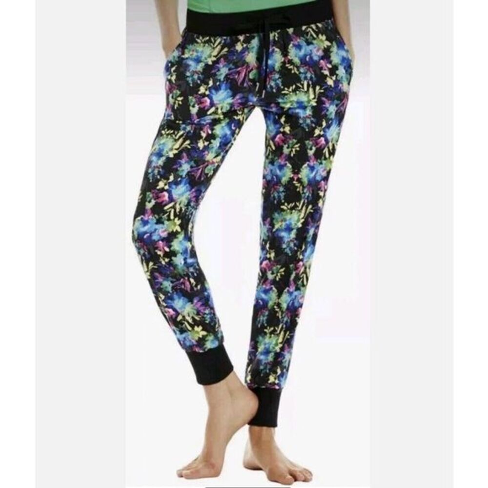 LORNA JANE LJ BLACK Premium Blue Floral Jogger Pant Womens Medium Active Wear
